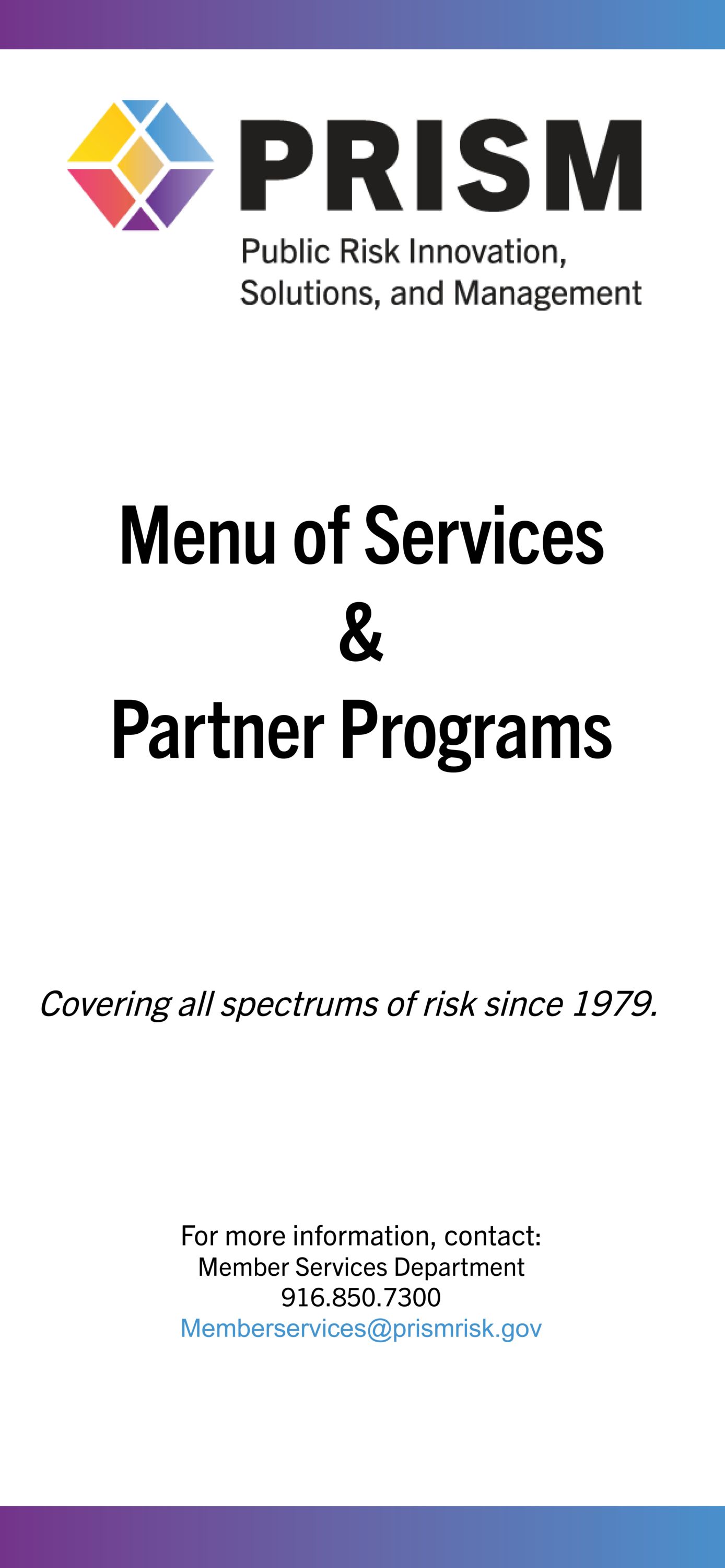 PRISM Menu of Services